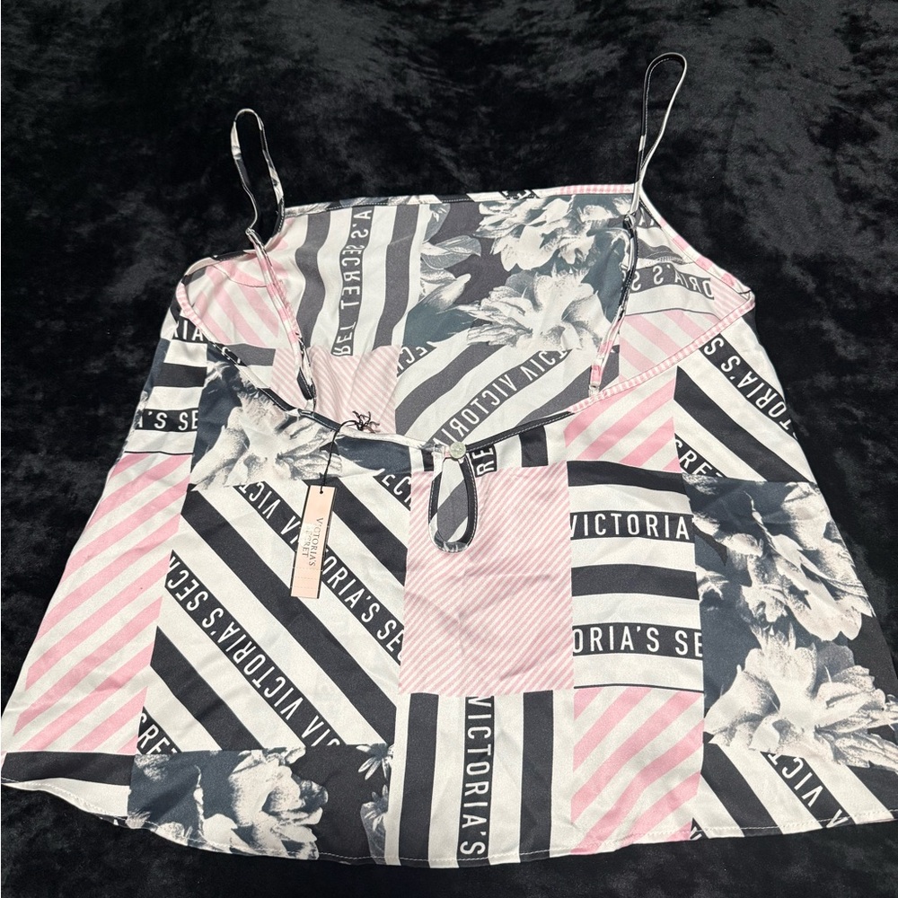 Victoria's Secret Pink and Black Patchwork Floral Cami